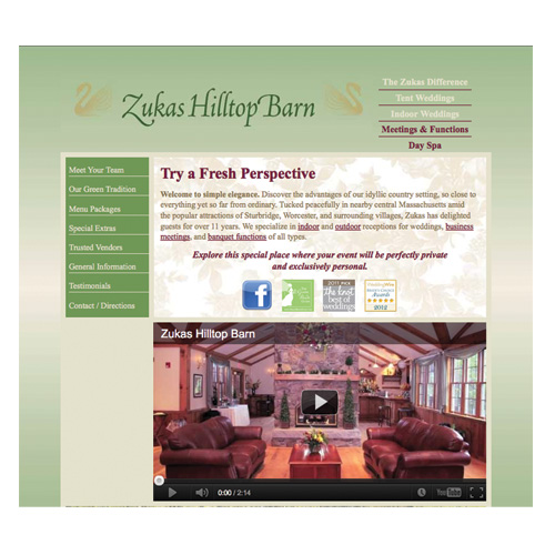 Zukas Hilltop Barn Website